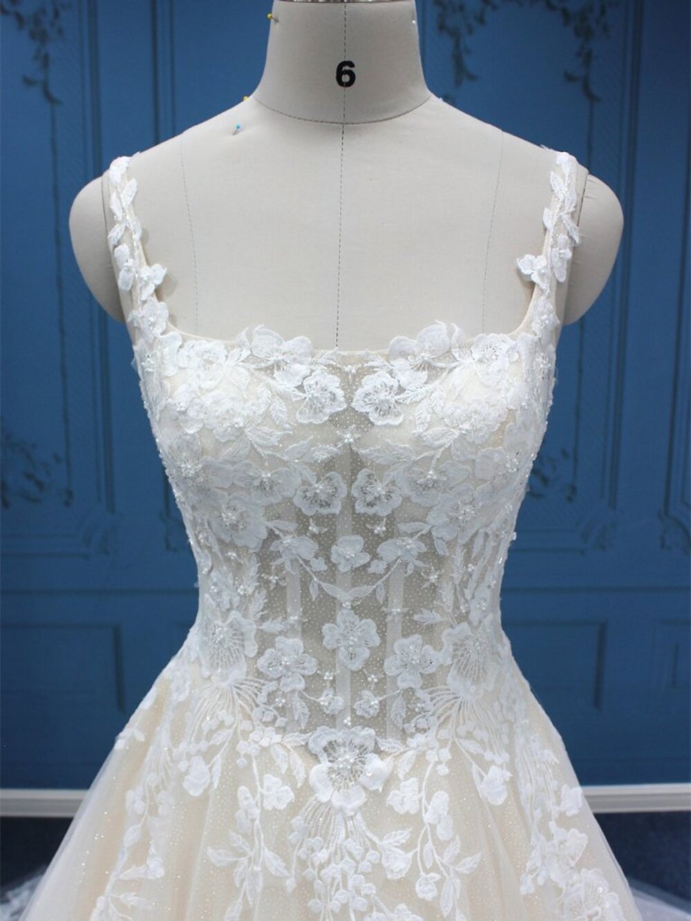 Darius Cordell - WT4764 - Square Neckline Sparkle A-line Wedding Gown